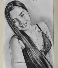 Retrato a lapiz carboncillo por encargo Santa Rosa de Cabal Mujer muy bonita cabello liso