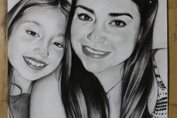 Retrato a lapiz madre e hija