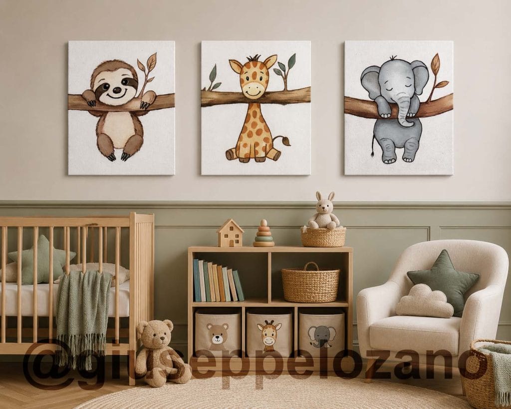 Cuadros modernos infantiles animales bebe