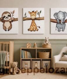 Cuadros modernos infantiles animales bebe