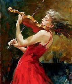 cuadro mujer tocando violin