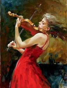 cuadro mujer tocando violin