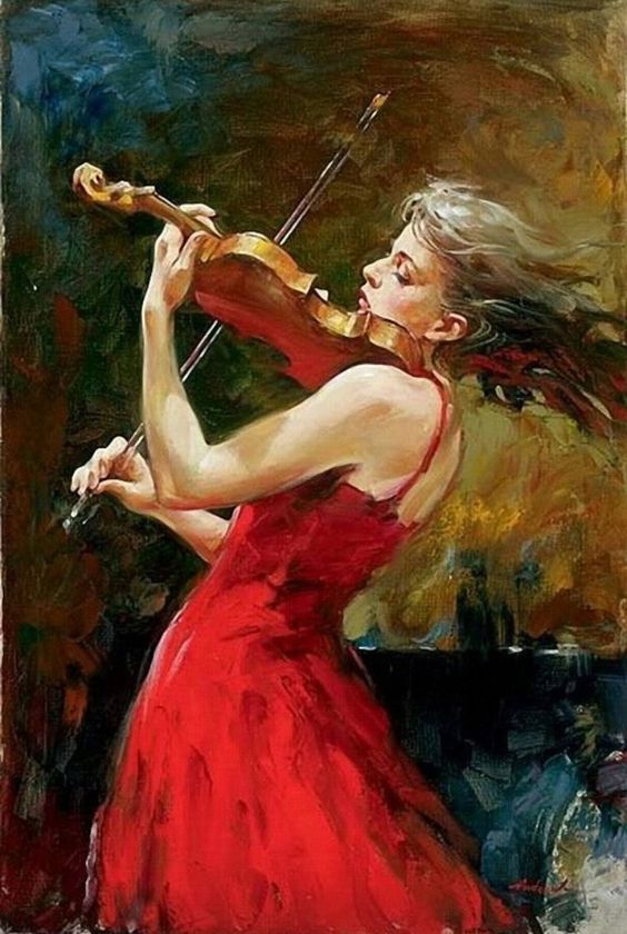cuadro mujer tocando violin