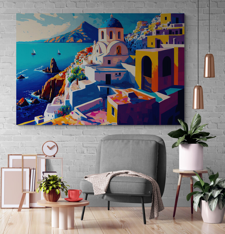 cuadro santorini moderno
