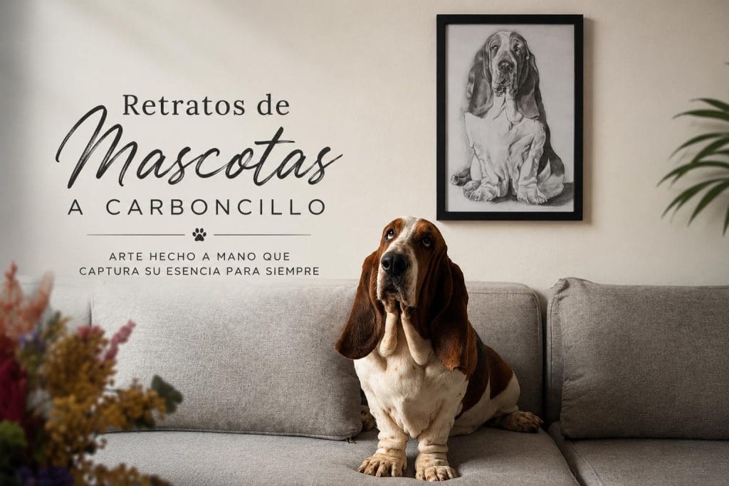 retratos de mascotas a carboncillo