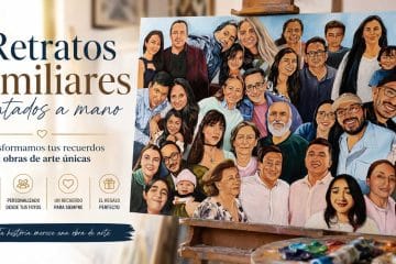 retratos familiares pintados a mano