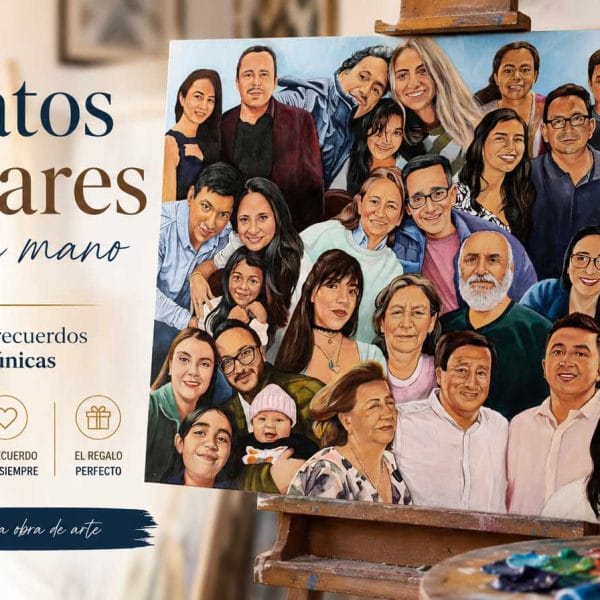 retratos familiares pintados a mano