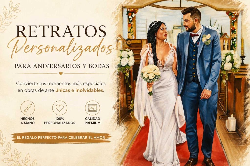 retratos personalizados aniversarios bodas